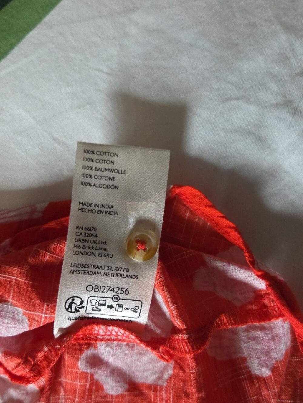 Anthropologie Red Shell-Print Button Front Blouse - Picture 4 of 6
